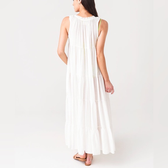 Club Monaco White Rayon Ruffle Collar Maxi Slip Dress - Picture 5 of 10